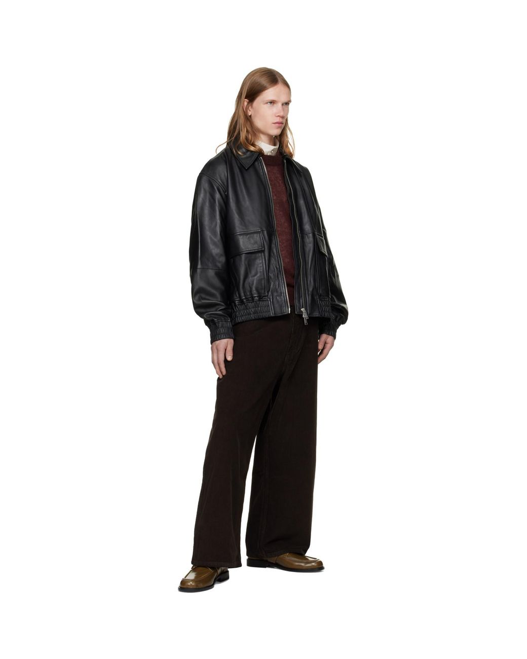 Studio Nicholson Black Piston Leather Jacket for men