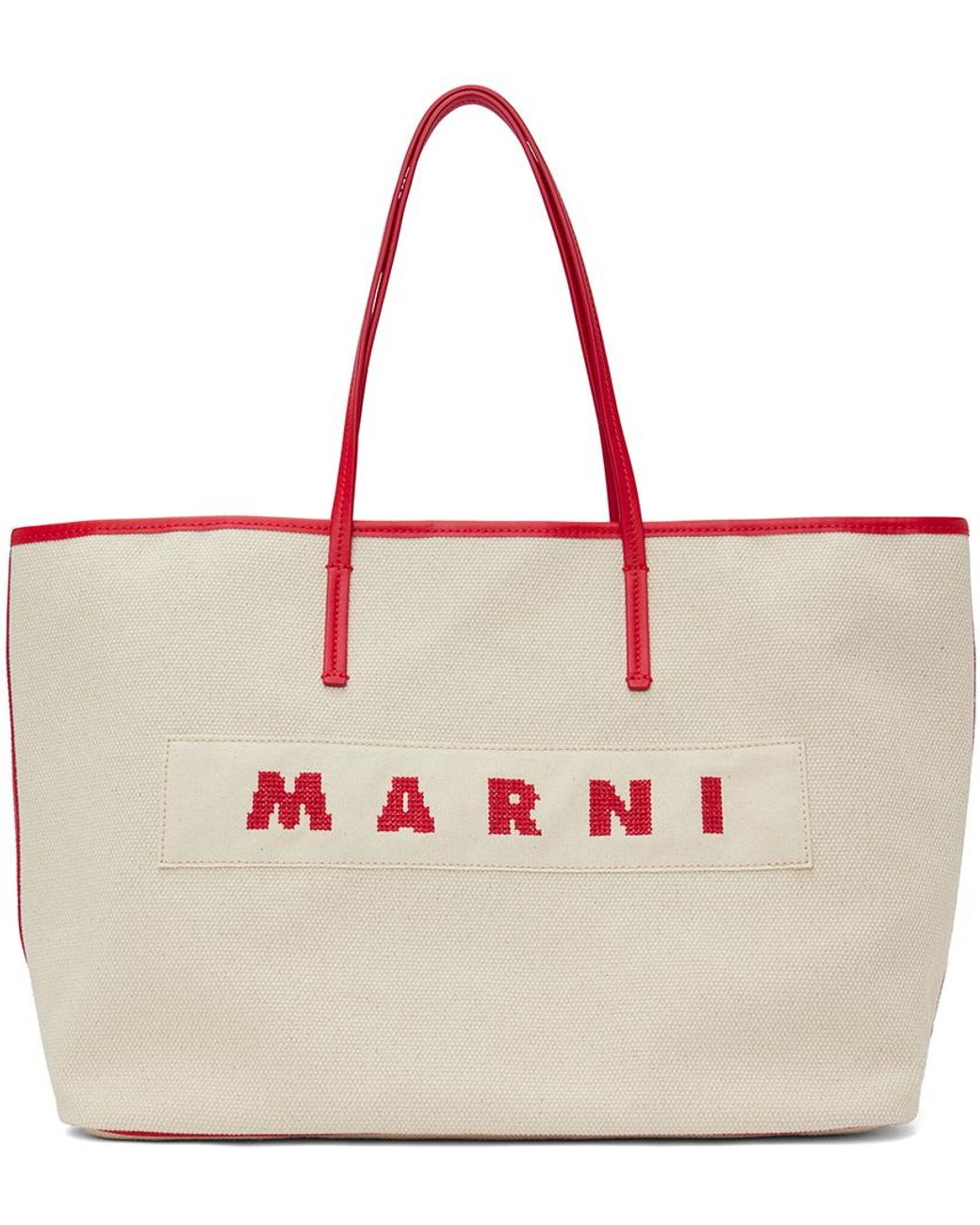 Marni Beige Red Small Reversible Janus Shopping Tote Lyst UK