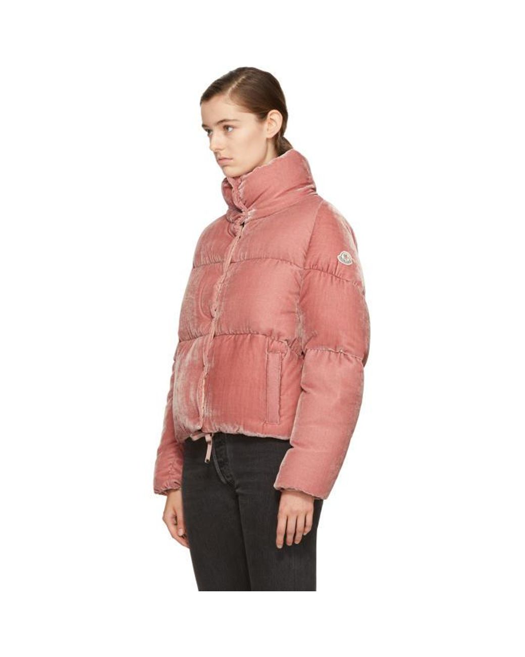Moncler Pink Velvet Down Cercis Jacket | Lyst