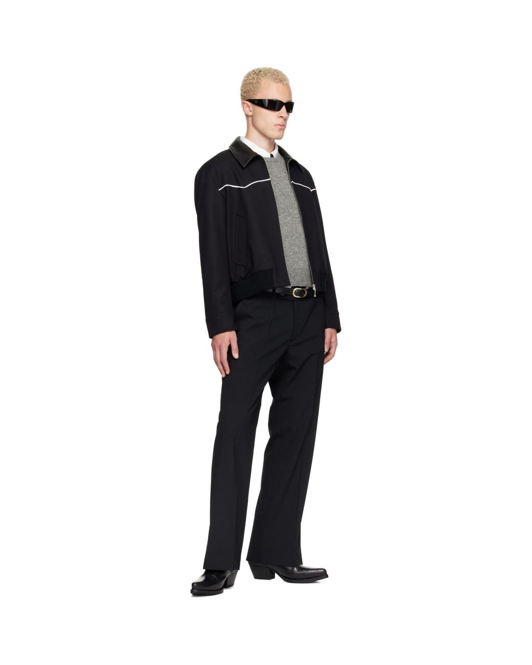 Ernest W. Baker Black Loose Fit Flare Trousers for men