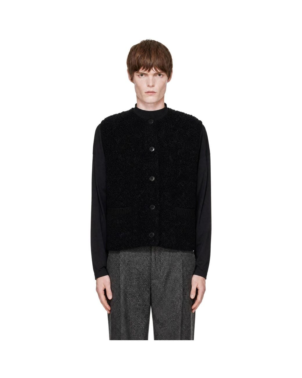 Cordera Black Mohair Waistcoat Sweater for men