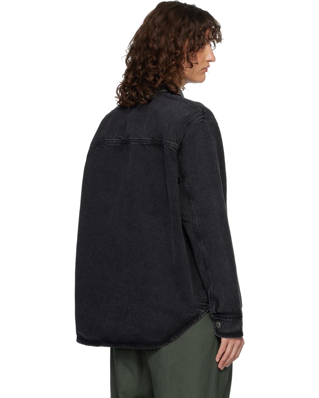 AMI Black Cotton Knitted Ami De Coeur Denim Overshirt