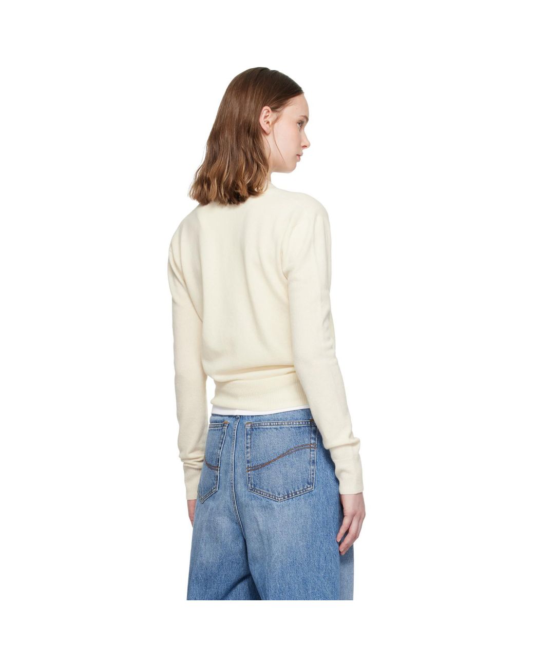 Stella McCartney White Off- Cashmere V-Neck Sweater