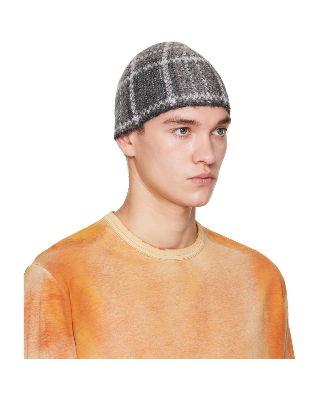 Our Legacy Multicolor Knit Check Beanie for men