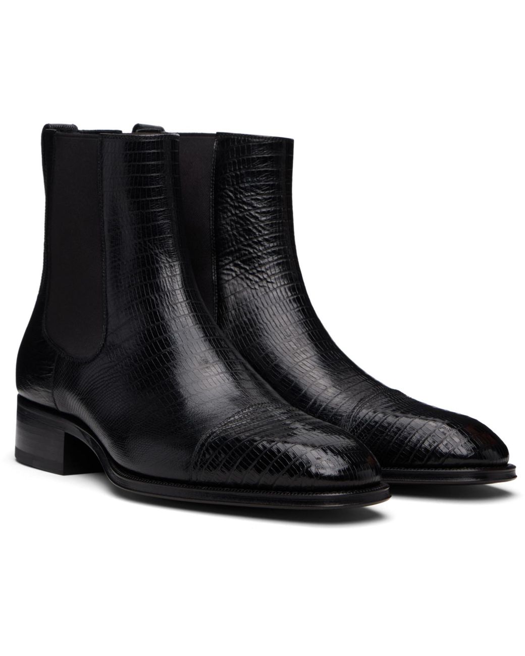 Tom Ford Black Printed Tejus Chelsea Boots for men
