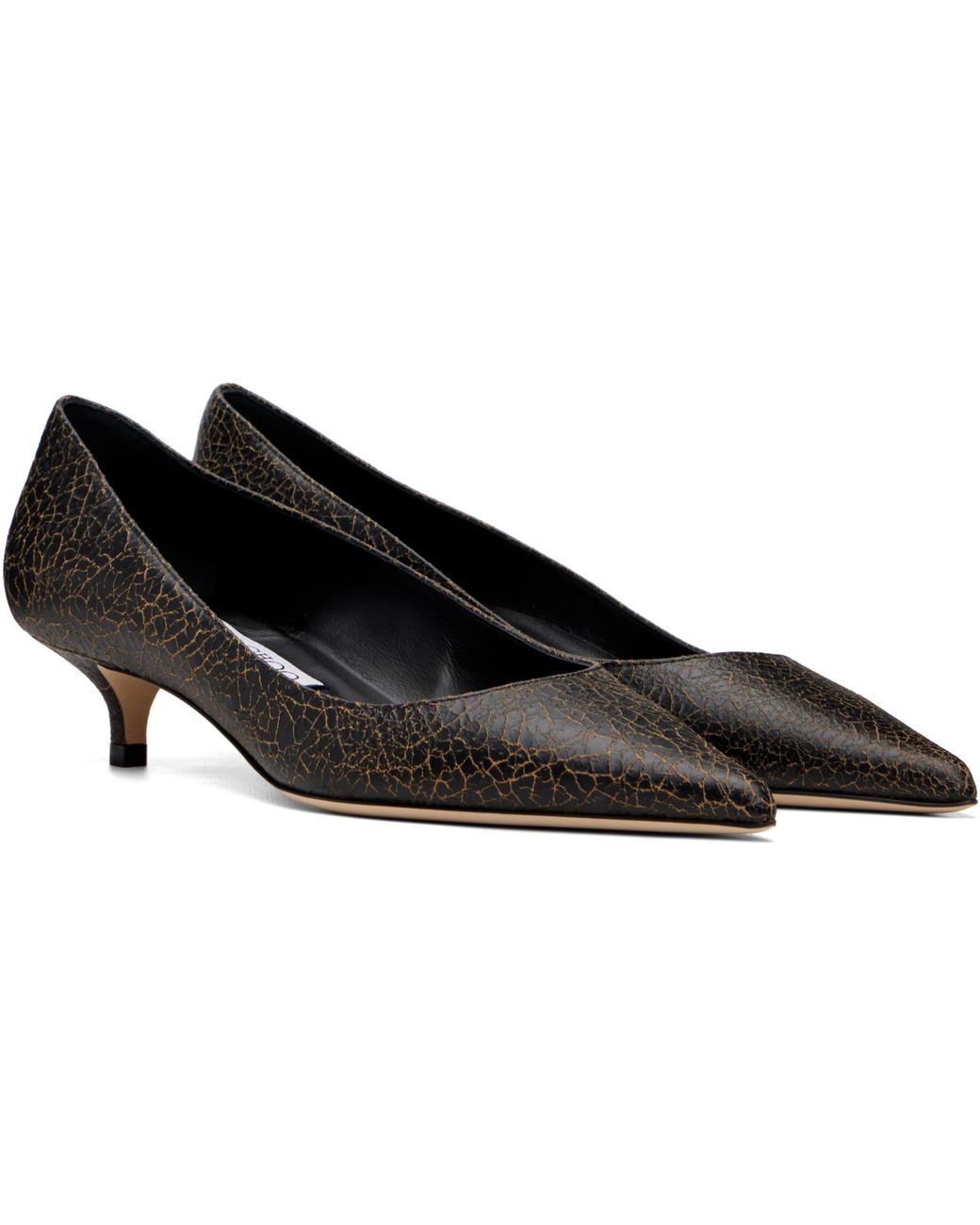 Jimmy Choo Black Amelia 35 Crackled Leather Heels