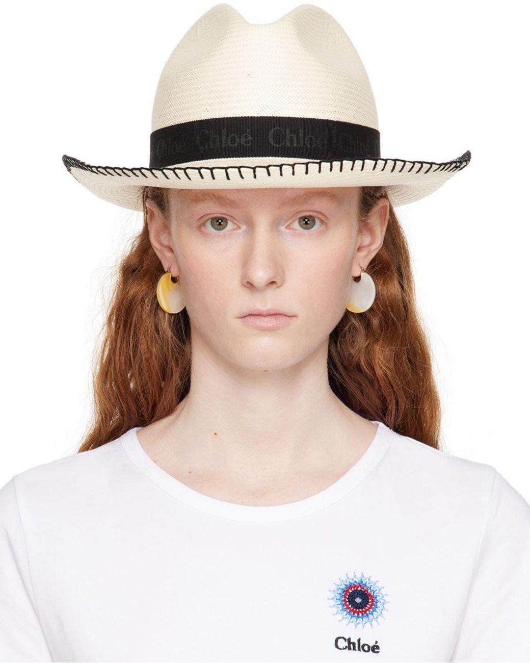 Chloé Off-white Woody Panama Beach Hat in Brown | Lyst