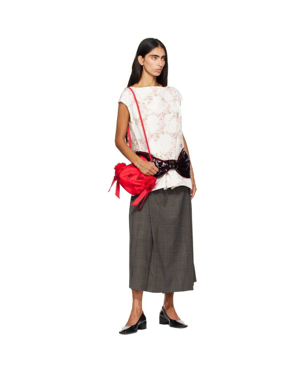Simone Rocha Red Turbo Mini Double Ribbon Rosette Bag