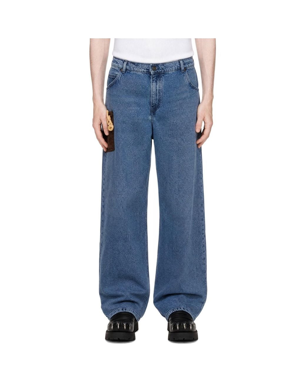 Charles Jeffrey Blue Loose Fit Crochet Trumpet Jeans for men