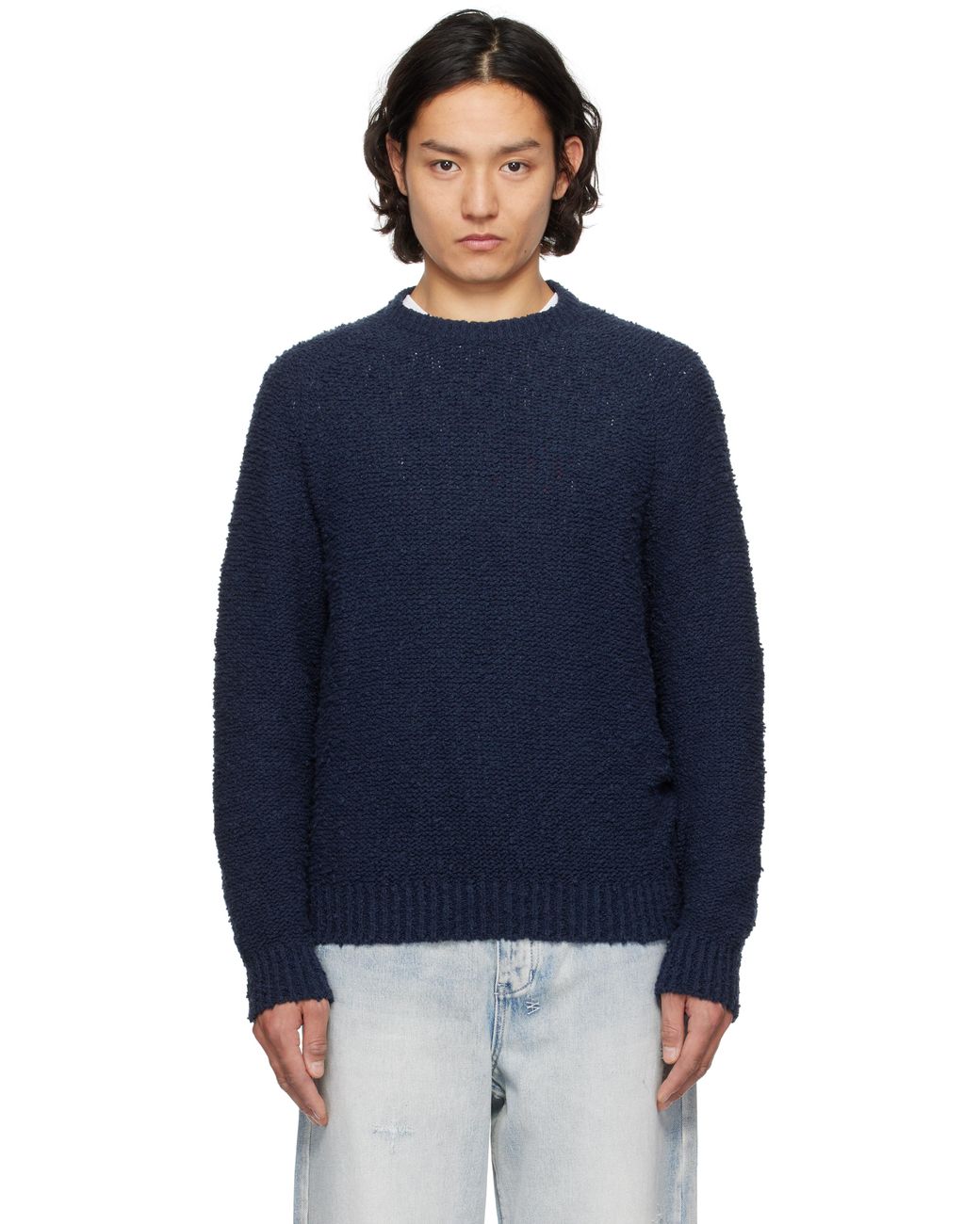 Noah Popcorn Yarn Sweater in Blue for Men | Lyst UK