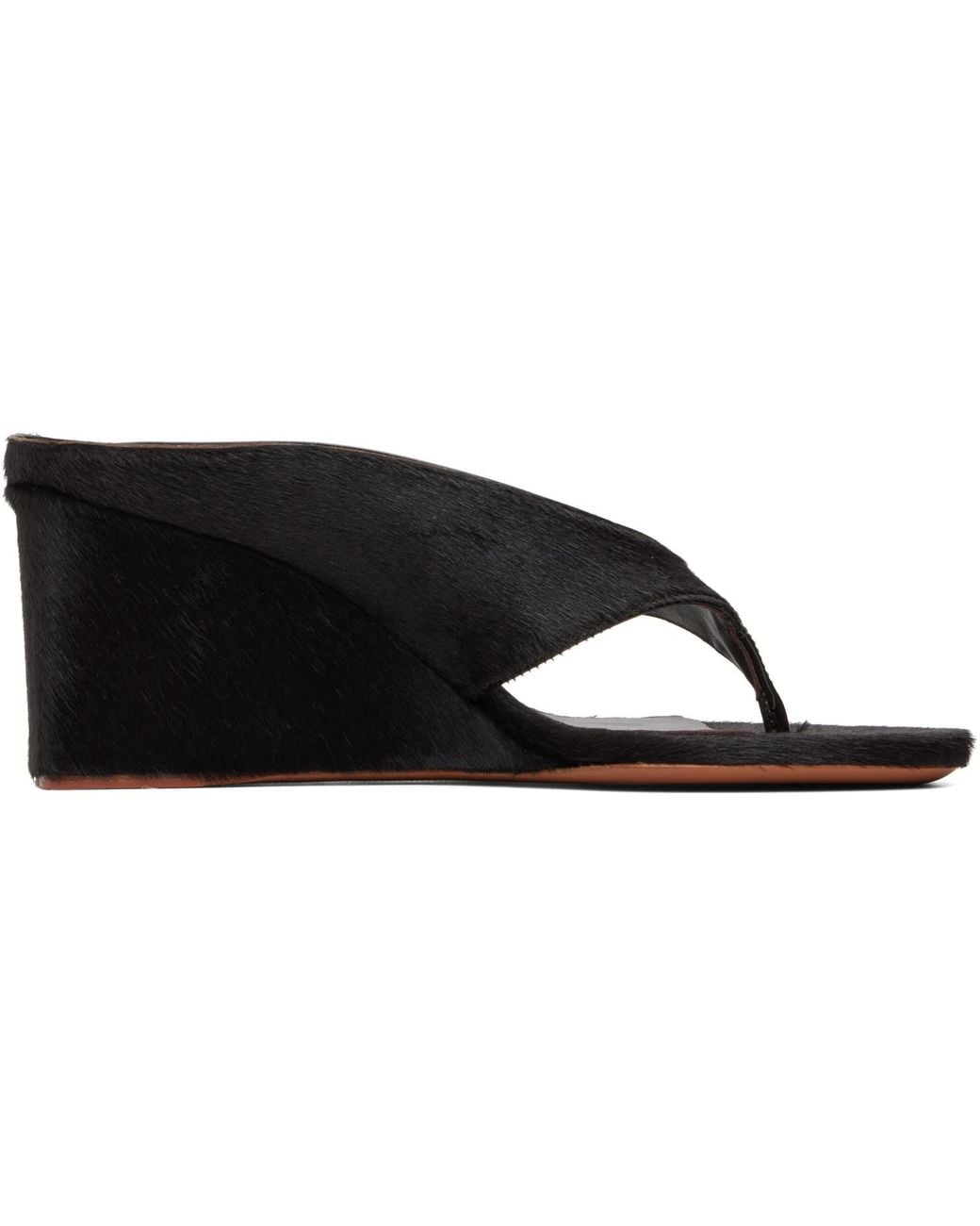 Alaïa Black Wedge Thong Mule Heeled Sandals