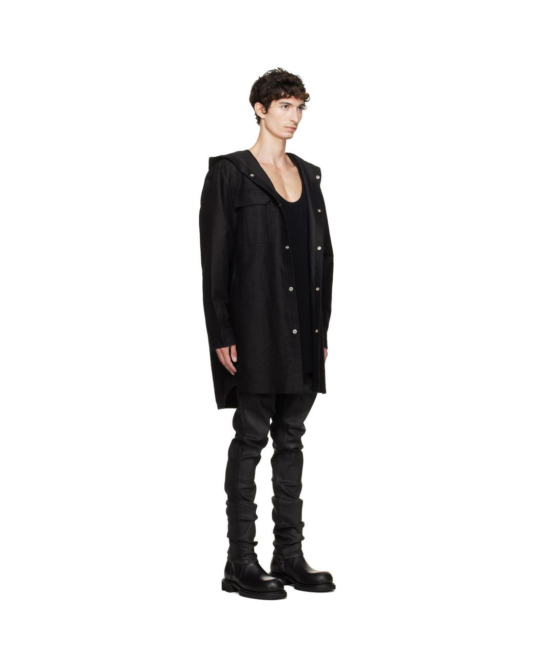 Rick Owens Black Tower Hooded Outershirt for men