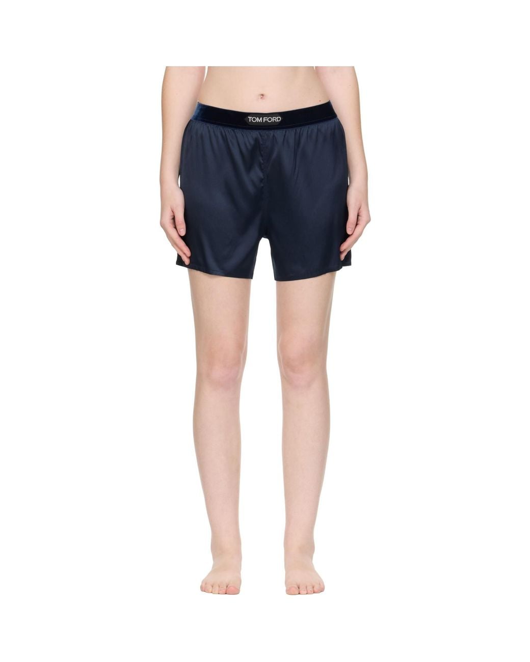 Tom Ford Blue Stretch Silk Satin Boxer Shorts