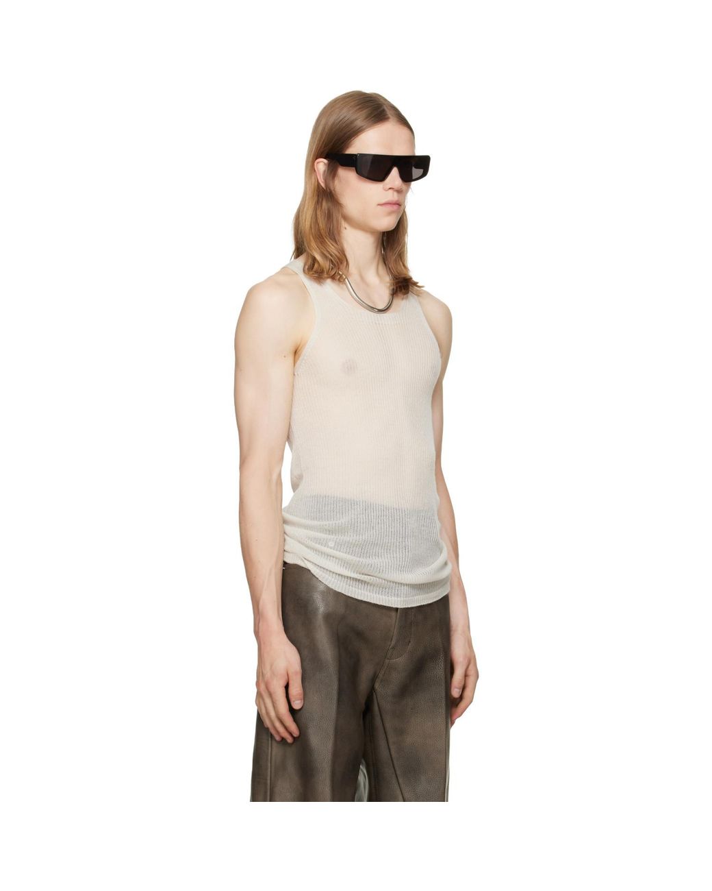 Rick Owens Gray Off- Tower Pony Tank Top for men