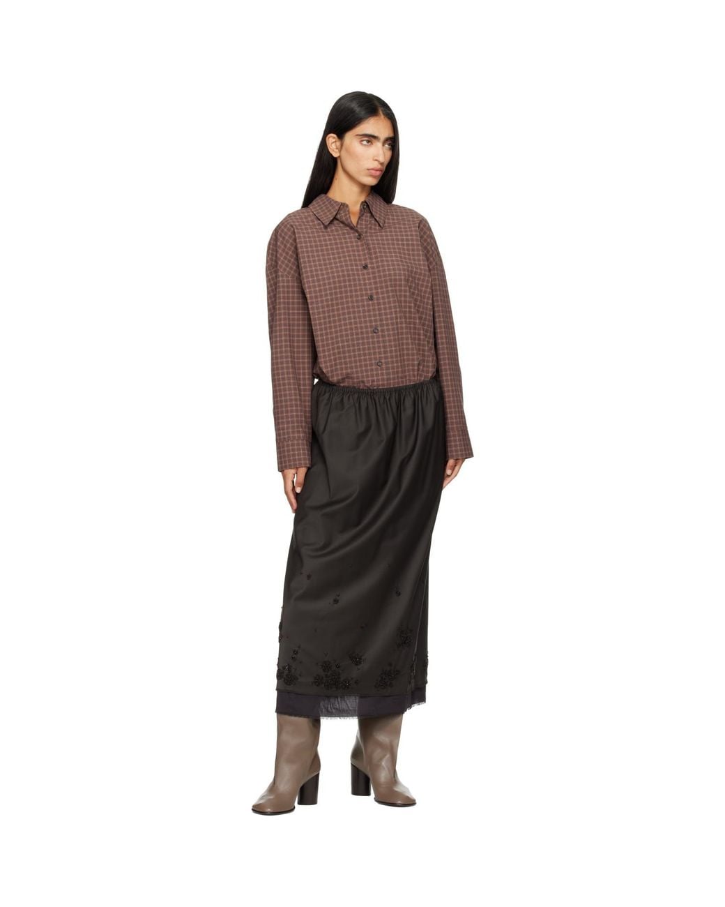 Cordera Black Tailored Embellished Maxi Skirt
