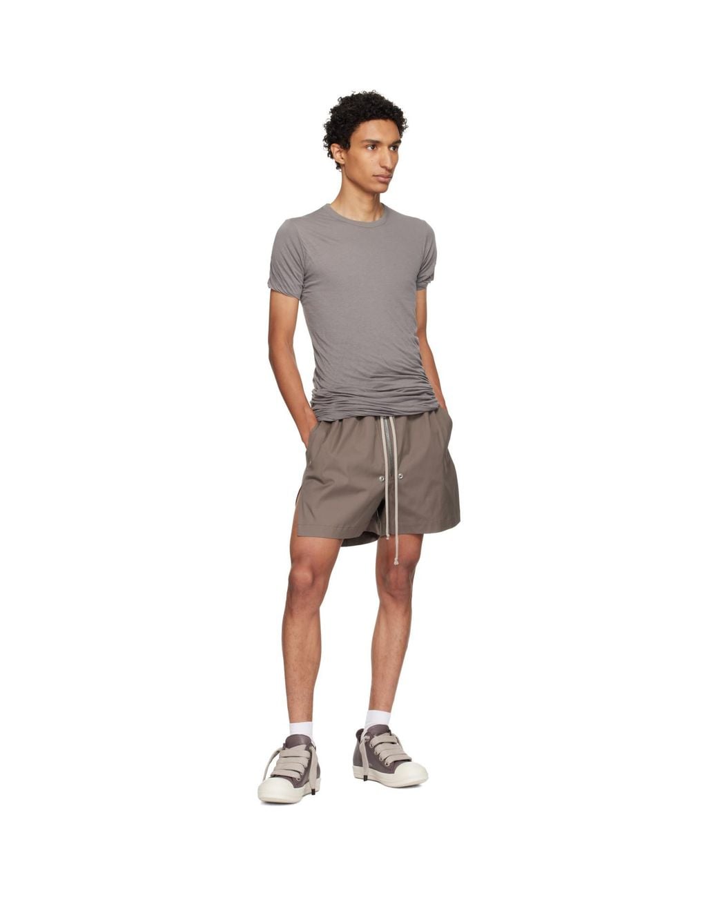 Rick Owens Gray Taupe Tower Jumbolace Low Sneaks Sneakers for men