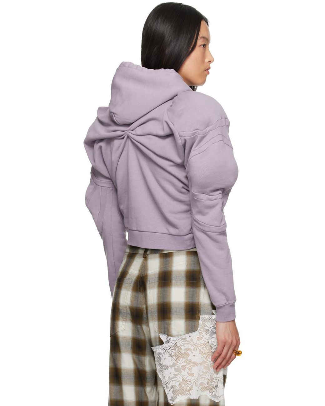Collina Strada Muscle Cropped Hoodie in Purple Lyst UK