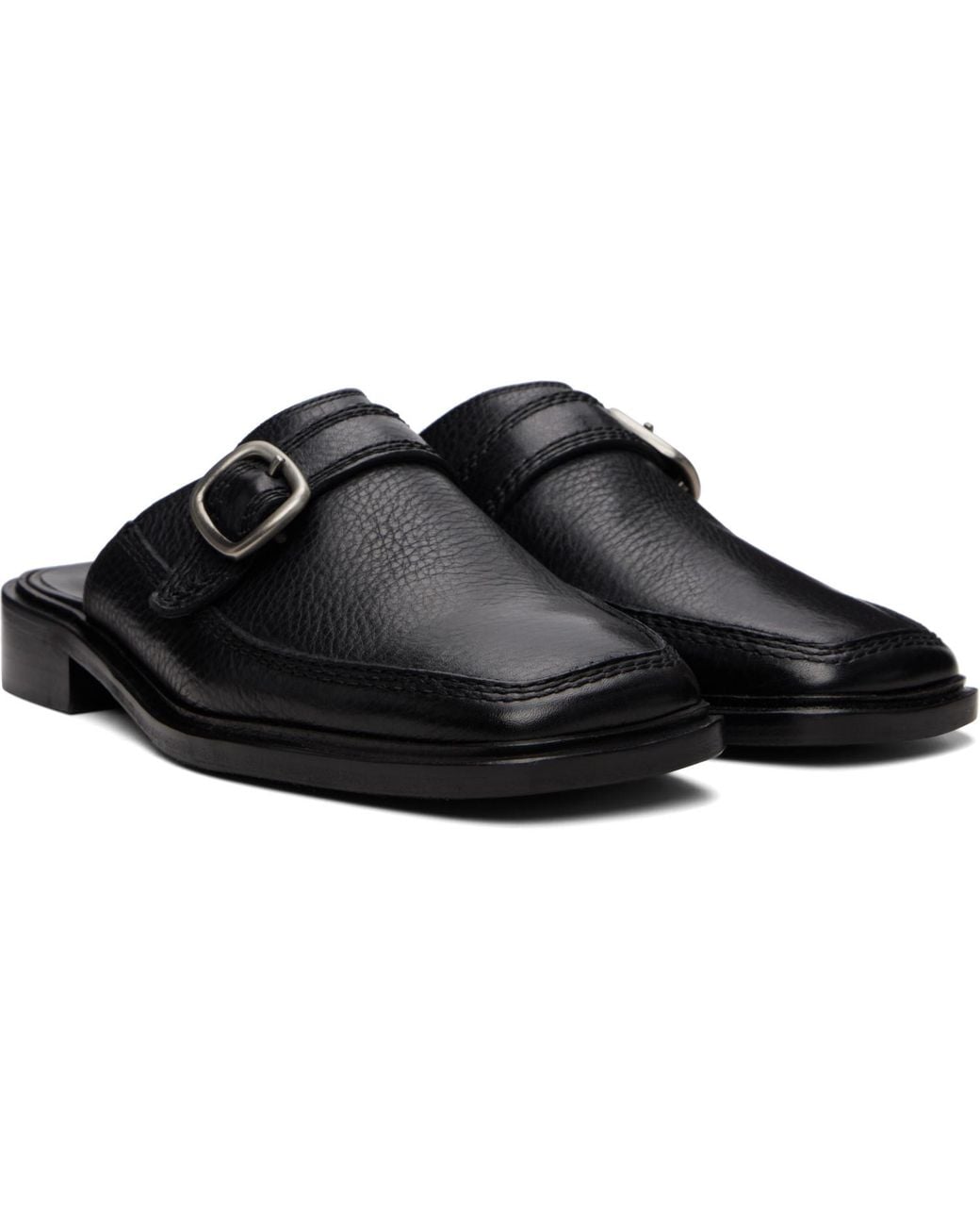 Hereu Black Bernat Mule Loafers for men