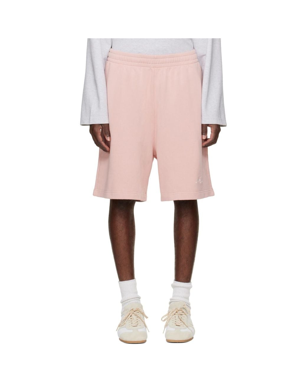 Acne Pink Embroidered Logo Shorts for men