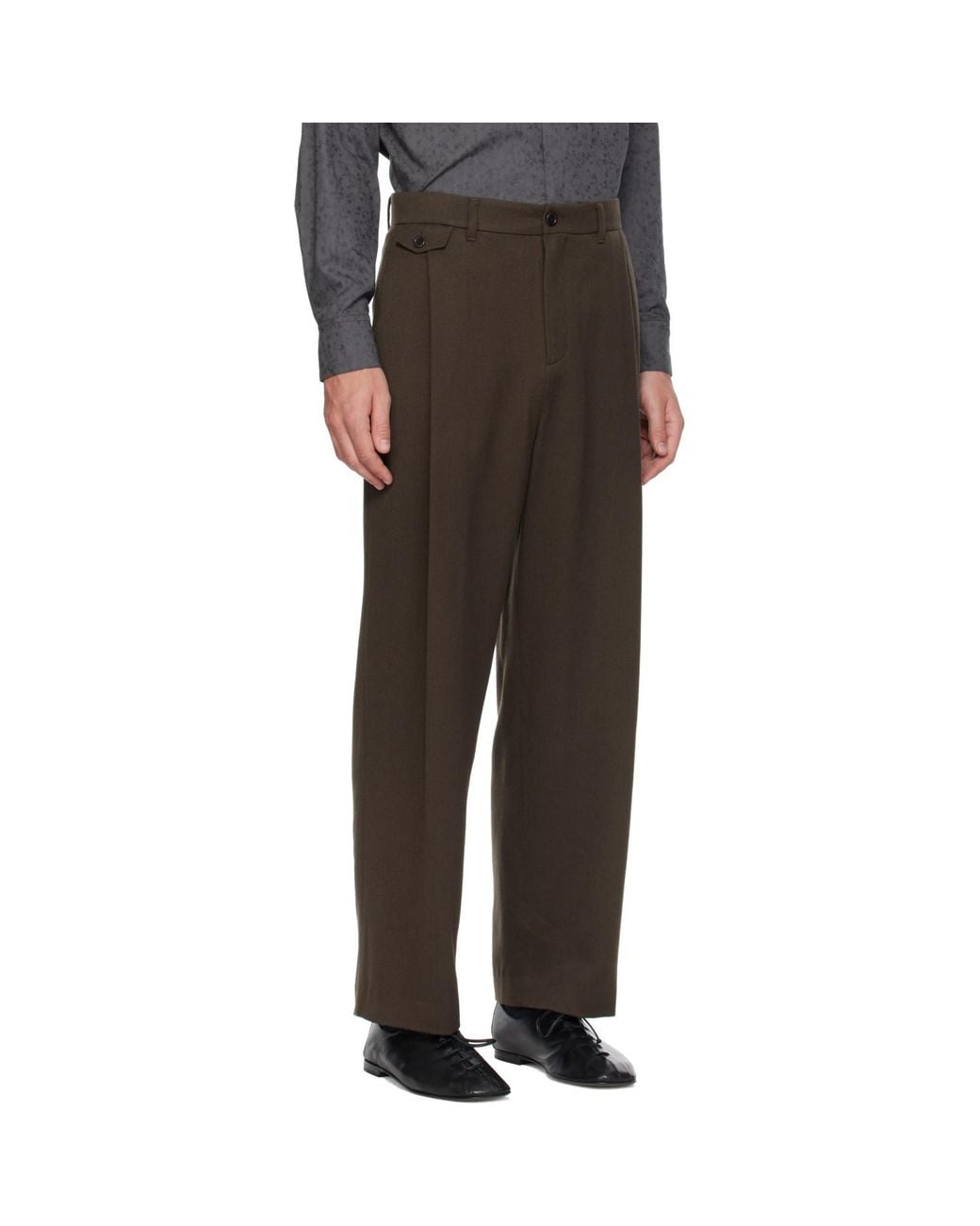 Amomento Black Tapered Wool Trousers for men
