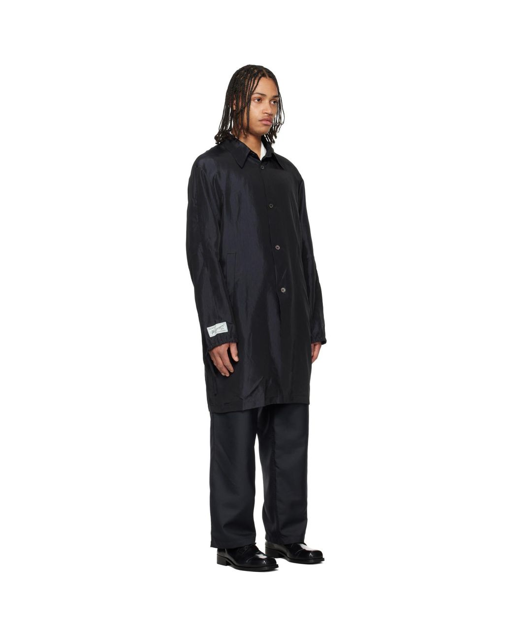 Wooyoungmi Black Wrinkle Long Coat for men