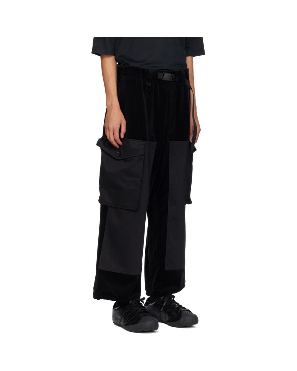 Y-3 Black Velvet Corduroy Utility Trousers for men
