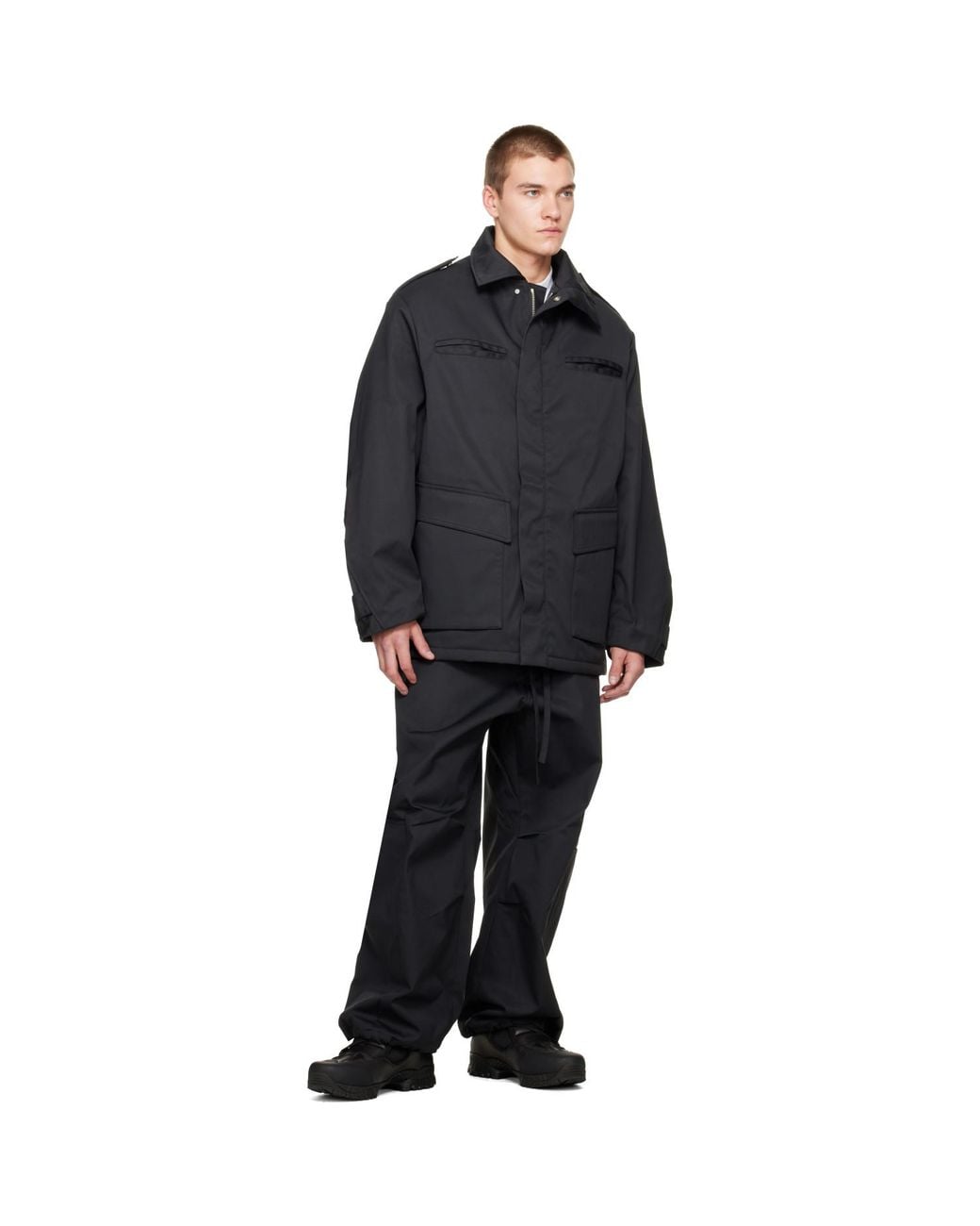 Seventh Black Pilot Parka Coat for men
