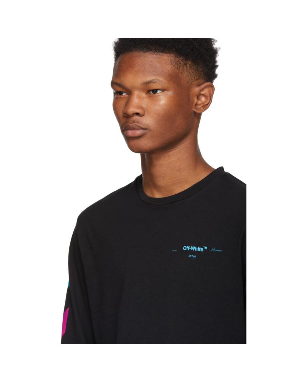 Off-White c/o Virgil Abloh Men's Black Diagonal Gradient Long Sleeve T-shirt