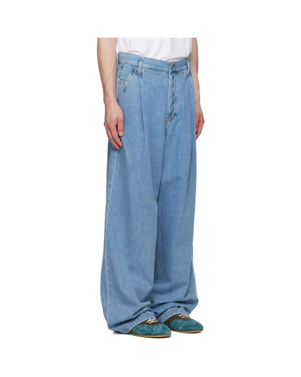 Dries Van Noten Blue Pleated Jeans for men