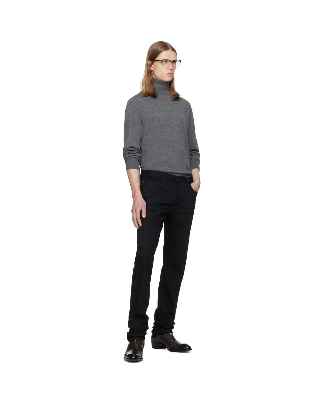 Tom Ford Gray Fine Gauge Pure Wool Turtleneck for men