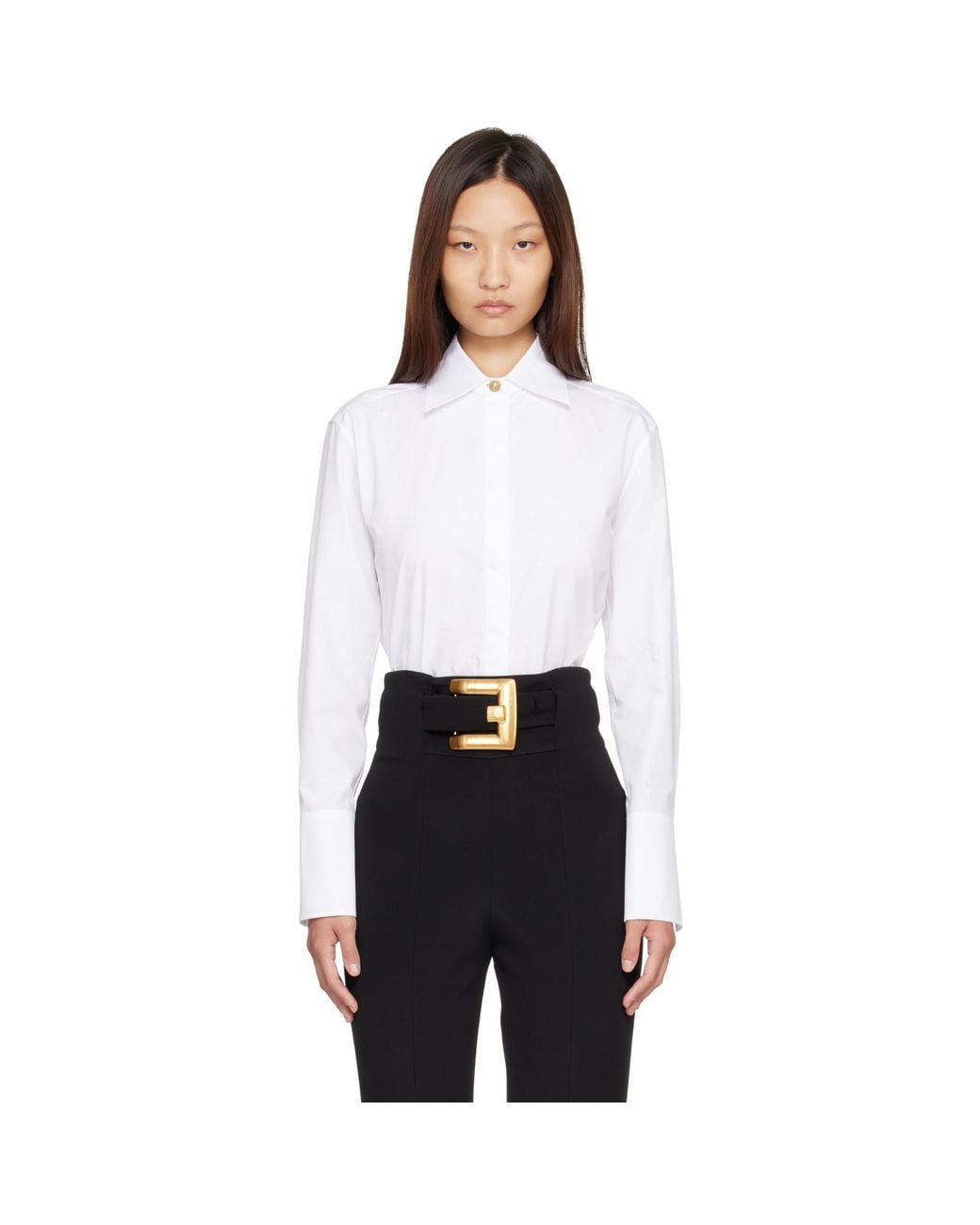 Balmain White Cotton Poplin Shirt