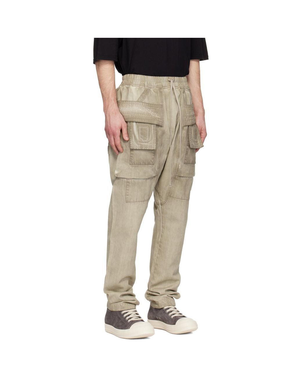 Rick Owens Natural Temple Creatch Denim Cargo Pants for men