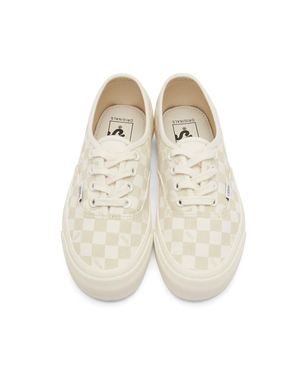 white vans checkered stripe