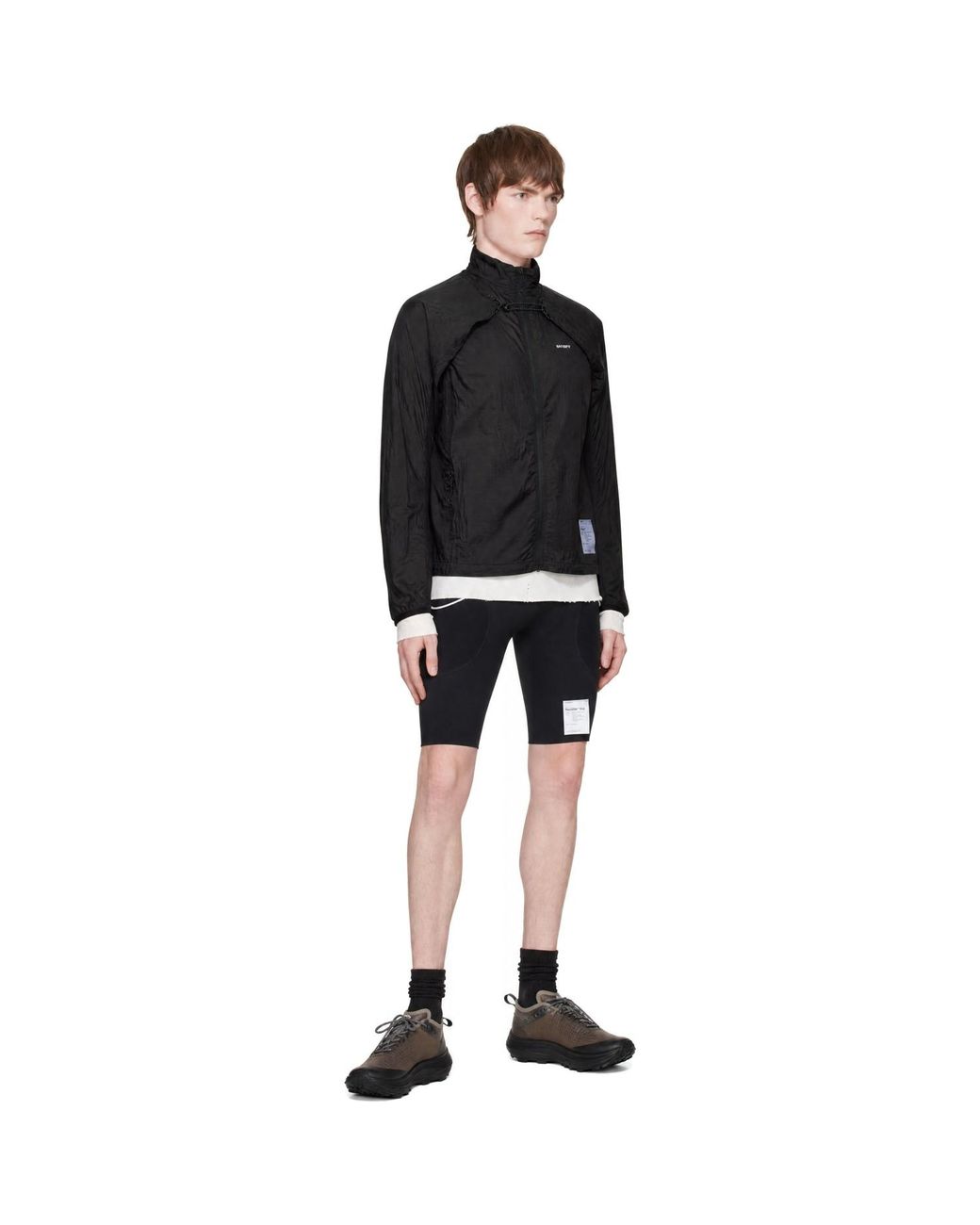 Satisfy Black Rippy Modular Windbreaker Jacket for men