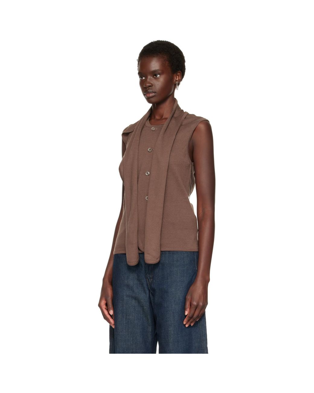 Lemaire Brown Asymmetrical Cardigan