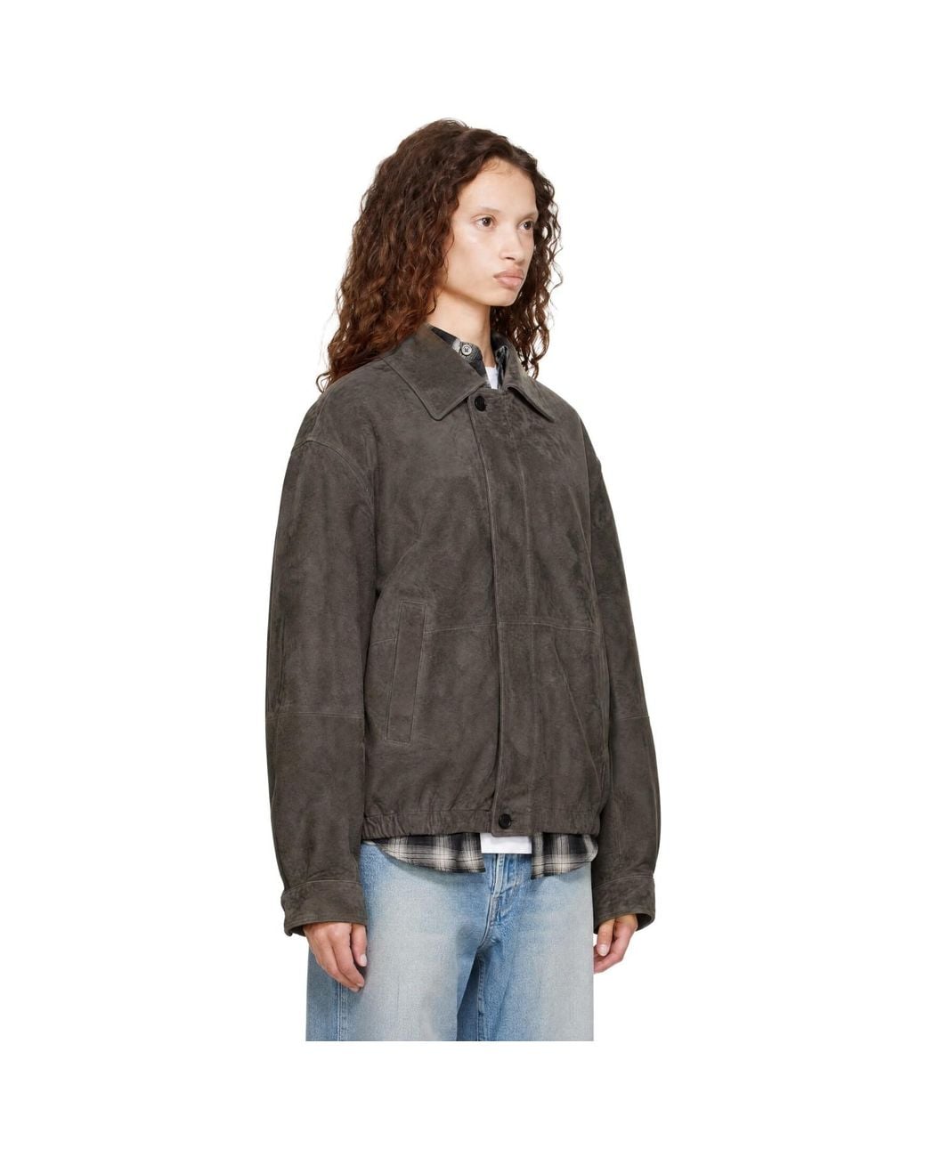 Ssstein Black Goat Suede Zip Jacket