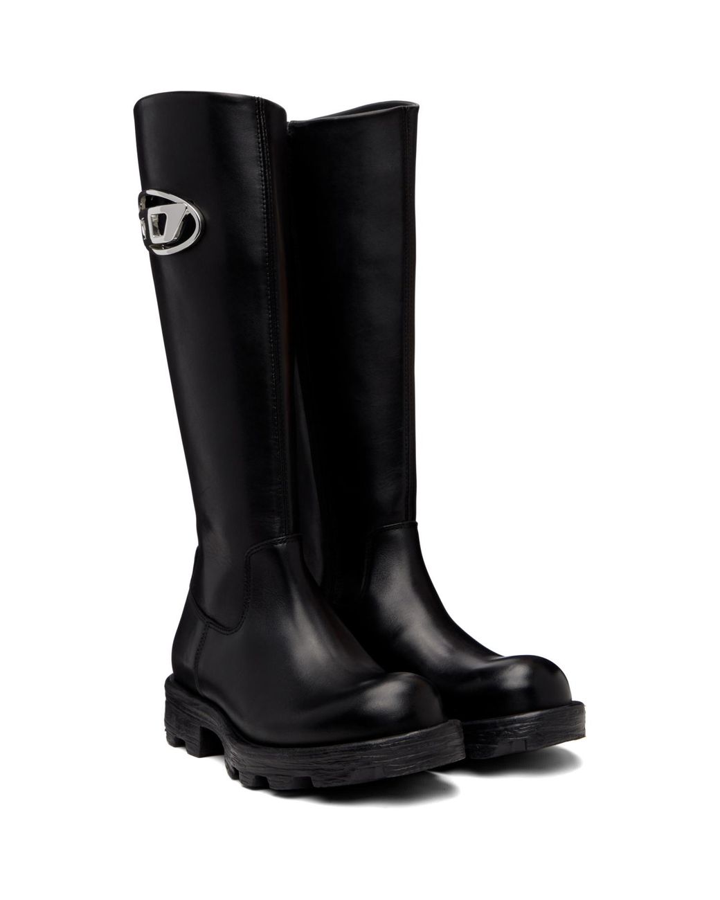 DIESEL Black D-Hammer-Leather Knee-High Boots