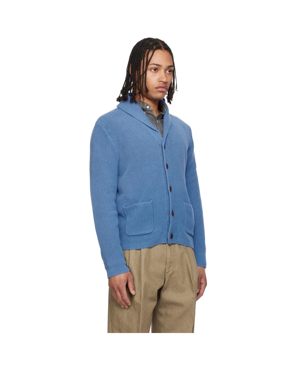 Polo Ralph Lauren Blue Cotton Shawl-Collar Cardigan for men