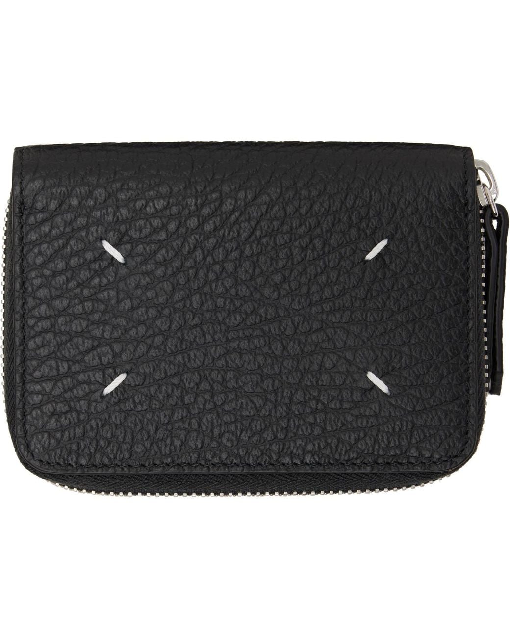 Maison Margiela Black Four Stitches Zip Wallet for men