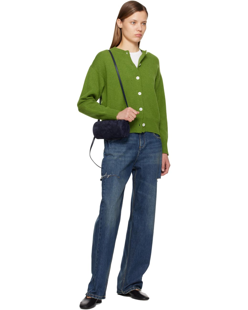 Aeyde Black Delia Low-Heeled Ballet Heels