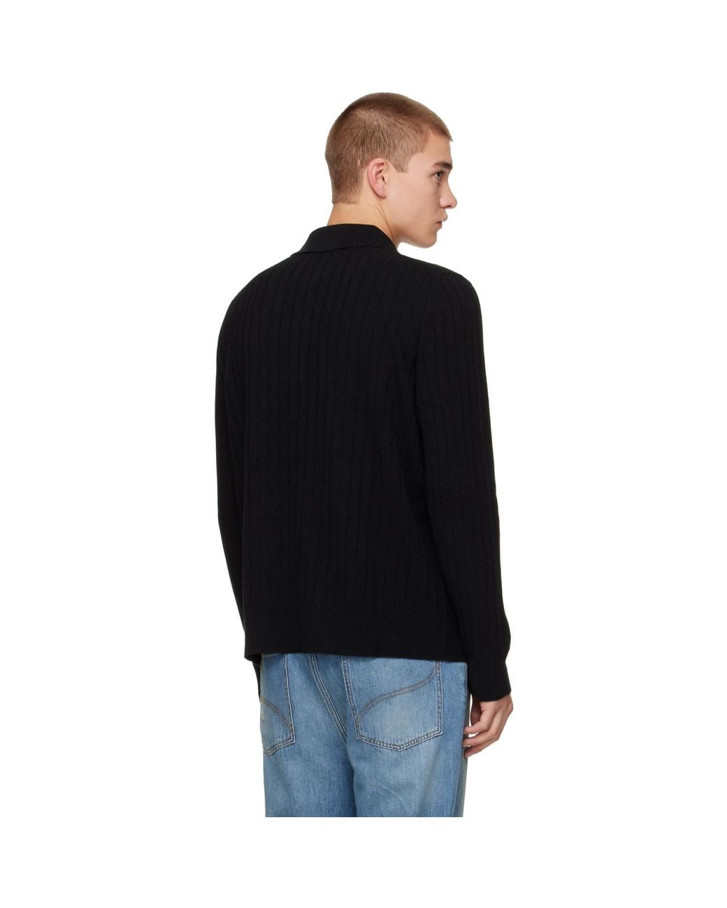 Amiri Black Soft Rib Knit Polo for men