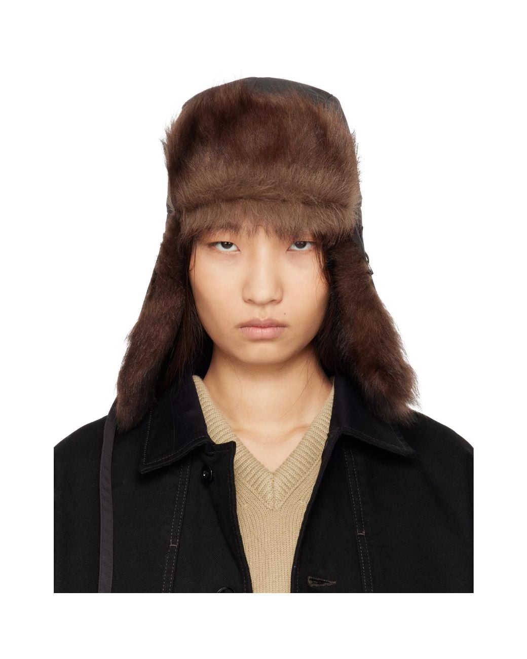 Lemaire Brown Fuzzy Chapka Hat