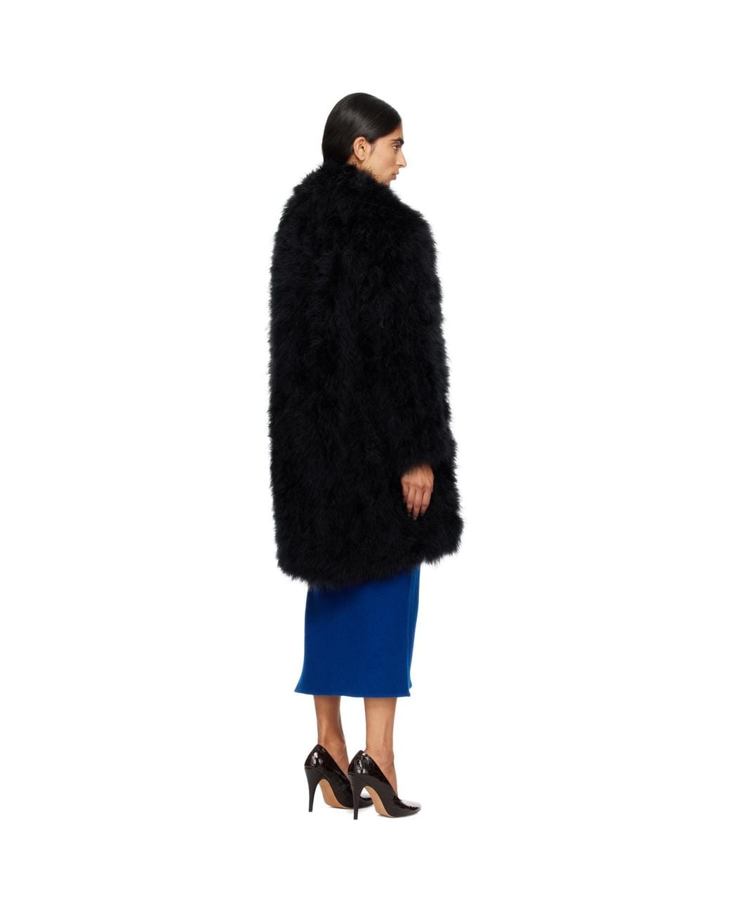 Yves Salomon Blue Feather Coat