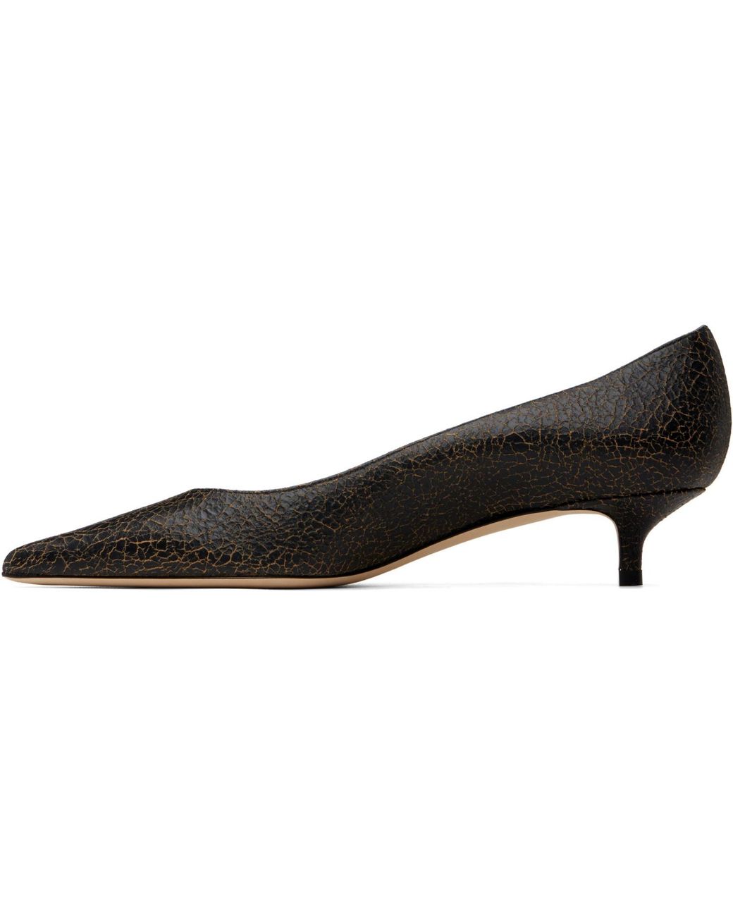 Jimmy Choo Black Amelia 35 Crackled Leather Heels