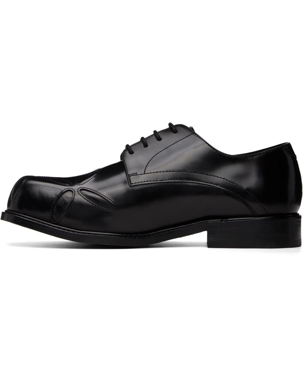 STEFAN COOKE Black Slashed Square Toe Derbys for men
