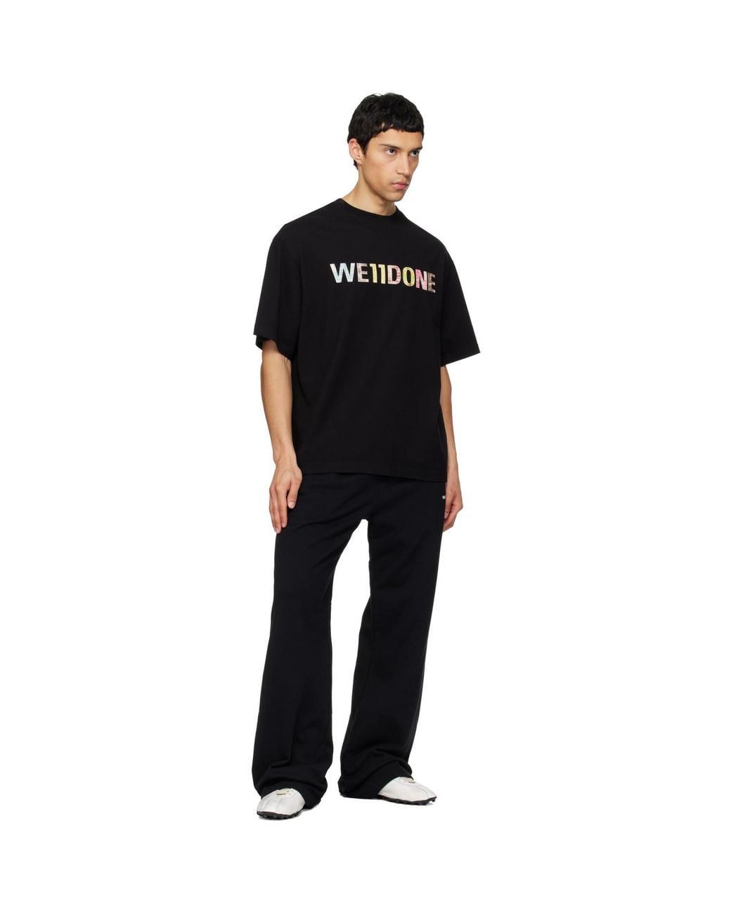 we11done Black Patchwork T-Shirt for men