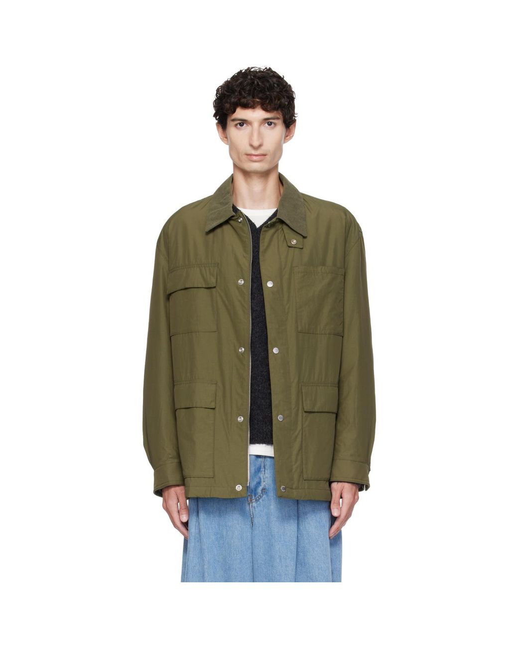 Boss Green Khaki Water-Repellent Field Checkered Lining Jacket for men