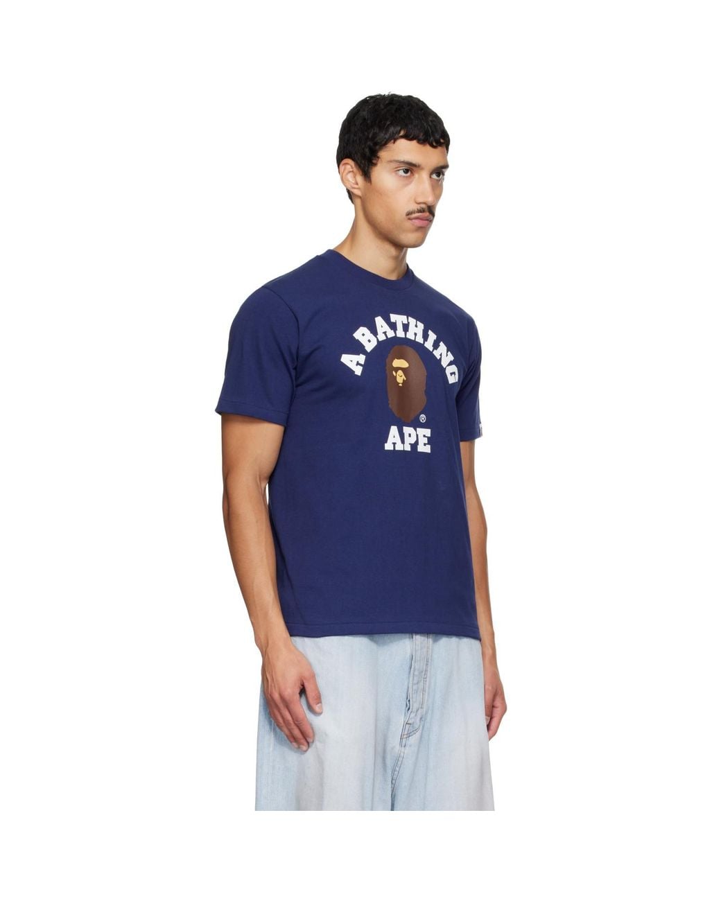 A Bathing Ape Blue College T-Shirt for men