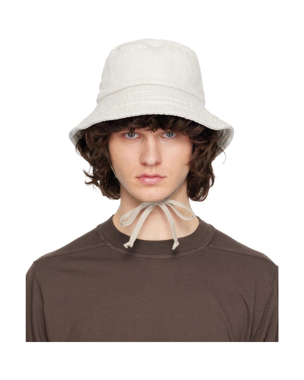 Rick Owens Brown Off- Temple Gilligan Bucket Hat for men