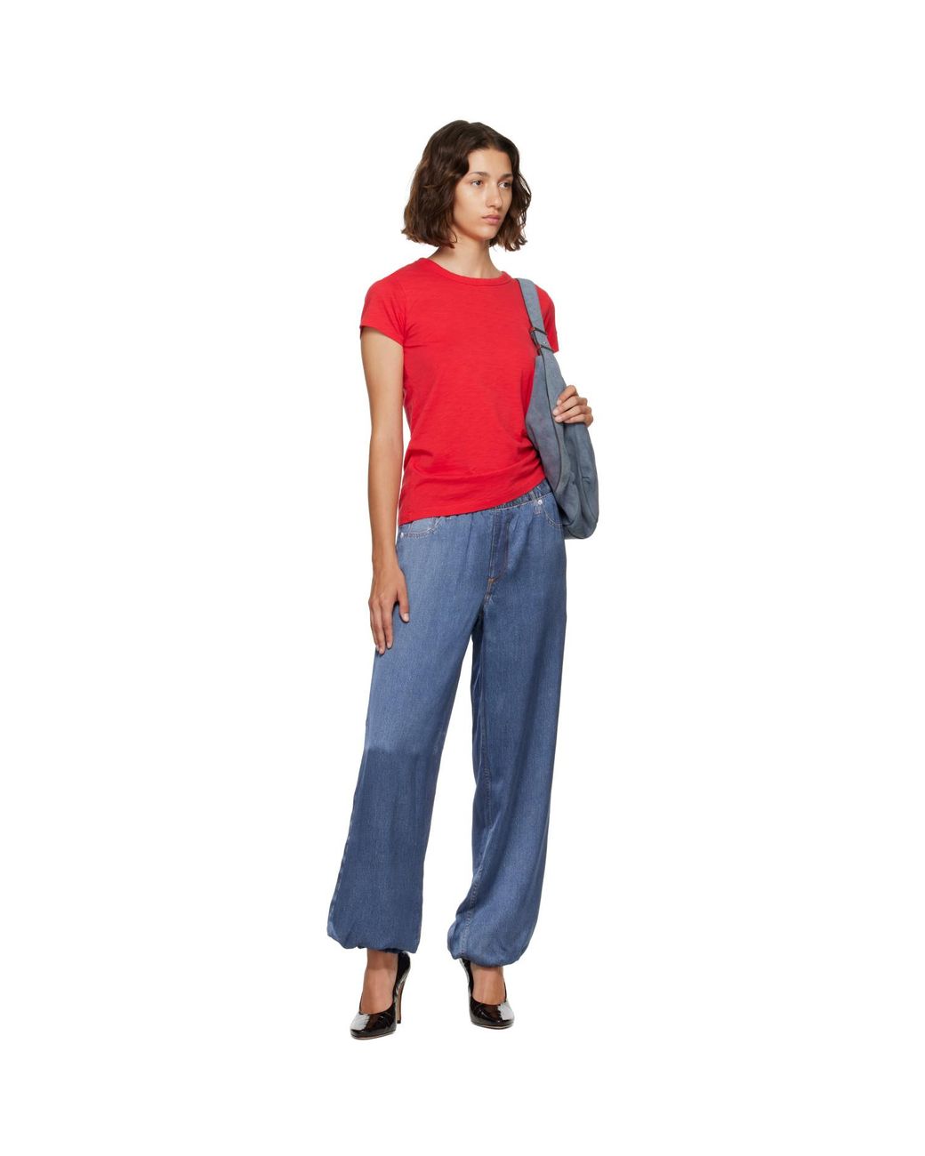 Rag & Bone Blue Miramar Satin Bubble Lounge Pants